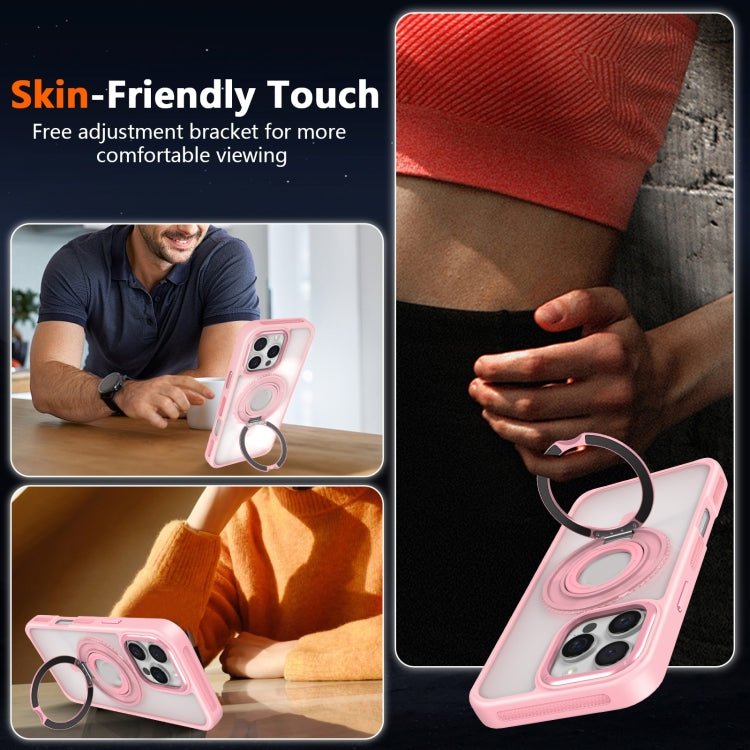 For iPhone 16 Skin Feel Transparent 360 Degree Rotating Silicone Ring Holder Phone Case(Royal Blue) - free shipping - PMC Jewellery - Order now!
