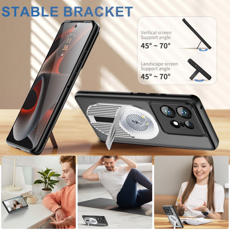 For Motorola Edge 50 Pro Heat Dissipation Aromatherapy MagSafe Holder Phone Case(Silver) - Motorola Cases by PMC TechLife | Online Shopping South Africa | PMC TechLife | Buy Now Pay Later Mobicred