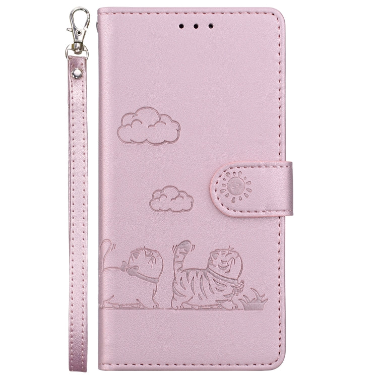 For iPhone 16e Cute Cats RFID Leather Phone Case(Rose Gold) - iPhone 16e Cases by PMC TechLife | Online Shopping South Africa | PMC TechLife | Buy Now Pay Later Mobicred