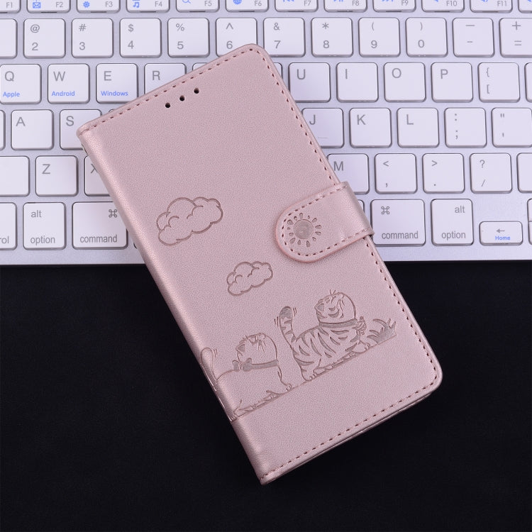 For iPhone 16e Cute Cats RFID Leather Phone Case(Rose Gold) - iPhone 16e Cases by PMC TechLife | Online Shopping South Africa | PMC TechLife | Buy Now Pay Later Mobicred