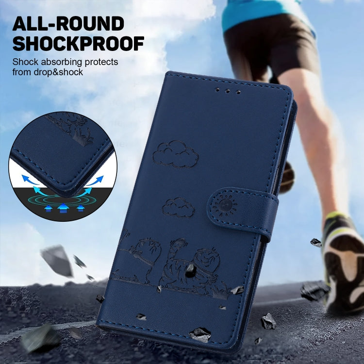 For iPhone 16e Cute Cats RFID Leather Phone Case(Blue) - iPhone 16e Cases by PMC TechLife | Online Shopping South Africa | PMC TechLife | Buy Now Pay Later Mobicred
