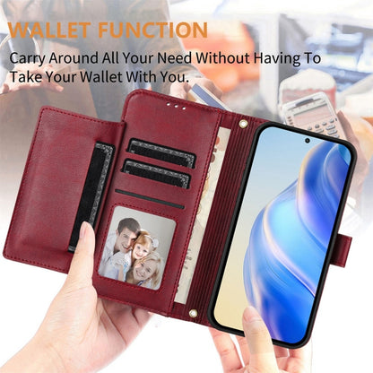 For Samsung Galaxy S25+ 5G Multi-Card Slots Zipper Wallet Leather Phone Case(Dark Red) - Galaxy S25+ 5G Cases by PMC Jewellery | Online Shopping South Africa | PMC Jewellery | Buy Now Pay Later Mobicred