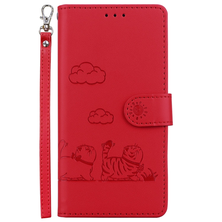 For Samsung Galaxy S25 Ultra 5G Cute Cats RFID Leather Phone Case(Red) - Galaxy S25 Ultra 5G Cases by PMC Jewellery | Online Shopping South Africa | PMC Jewellery | Buy Now Pay Later Mobicred