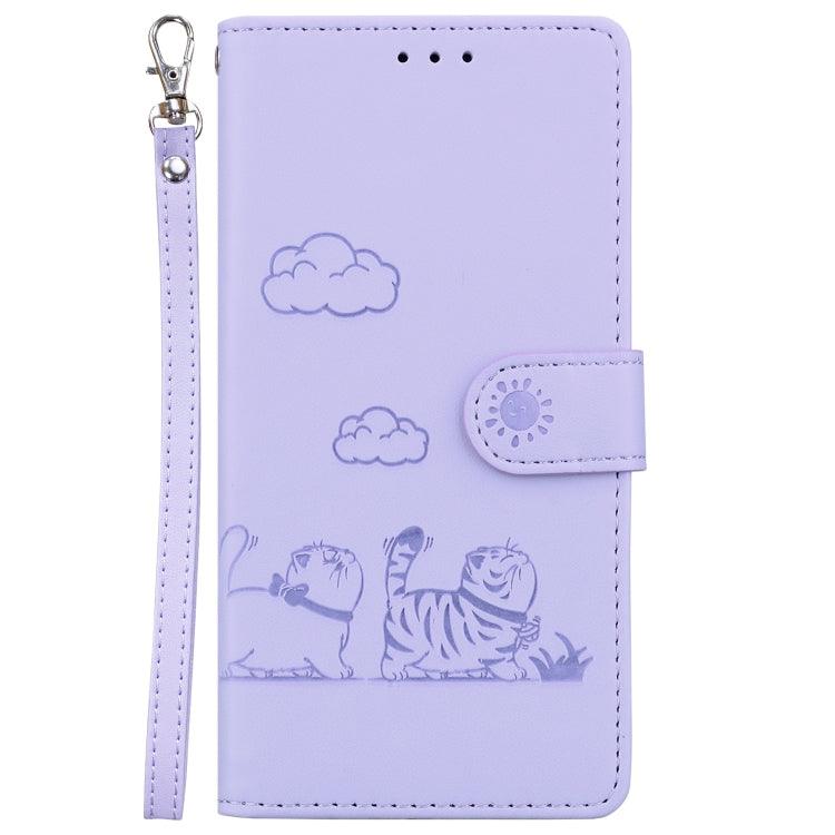 For Samsung Galaxy S25+ 5G Cute Cats RFID Leather Phone Case(Purple) - Galaxy S25+ 5G Cases by PMC Jewellery | Online Shopping South Africa | PMC Jewellery | Buy Now Pay Later Mobicred