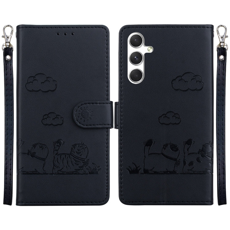 For Samsung Galaxy S25+ 5G Cute Cats RFID Leather Phone Case(Black) - Galaxy S25+ 5G Cases by PMC Jewellery | Online Shopping South Africa | PMC Jewellery | Buy Now Pay Later Mobicred