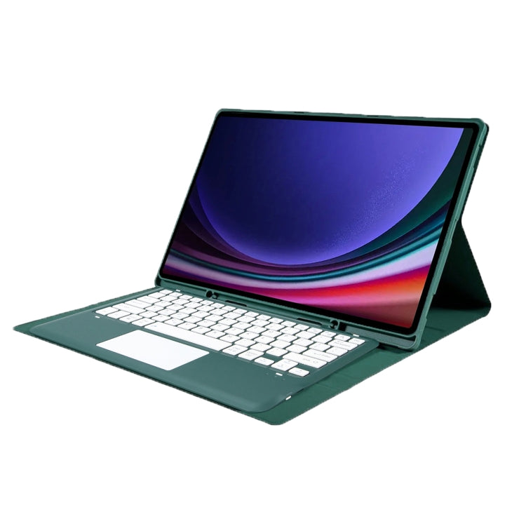 For Samsung Galaxy Tab S10 Ultra A910B-A Touch Pad Detachable Bluetooth Keyboard Leather Tablet Case(Dark Green) - Samsung Keyboard by PMC Jewellery | Online Shopping South Africa | PMC Jewellery | Buy Now Pay Later Mobicred