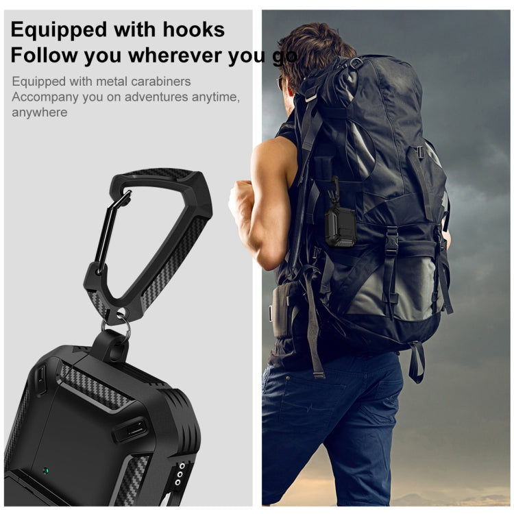 For AirPods 4 Shield Shockproof Earphone Protective Case with Hook(Black Red) - For AirPods 4 by PMC Jewellery | Online Shopping South Africa | PMC Jewellery | Buy Now Pay Later Mobicred