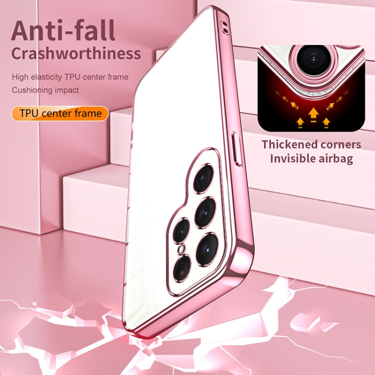 For Samsung Galaxy S25 Ultra 5G Transparent Plating Fine Hole Phone Case(Pink) - Galaxy S25 Ultra 5G Cases by PMC Jewellery | Online Shopping South Africa | PMC Jewellery | Buy Now Pay Later Mobicred