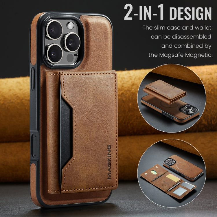 For iPhone 16 Pro Max DG.MING MAGKING-K2 Series MagSafe RFID Card Bag Detachable Phone Case(Brown) - iPhone 16 Pro Max Cases by DG.MING | Online Shopping South Africa | PMC Jewellery | Buy Now Pay Later Mobicred