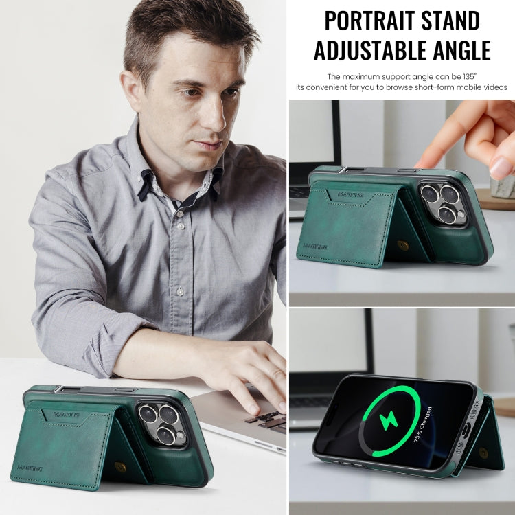 For iPhone 16 Pro Max DG.MING MAGKING-K2 Series MagSafe RFID Card Bag Detachable Phone Case(Green) - free shipping - PMC Jewellery - Order now!