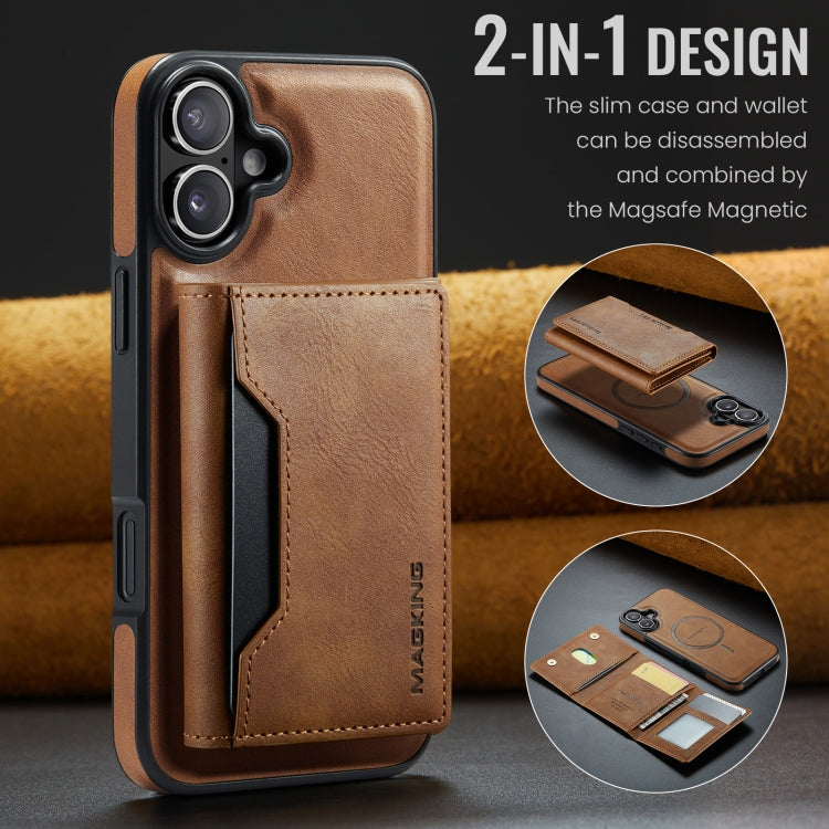 For iPhone 16 Plus DG.MING MAGKING-K2 Series MagSafe RFID Card Bag Detachable Phone Case(Brown) - free shipping - PMC Jewellery - Order now!