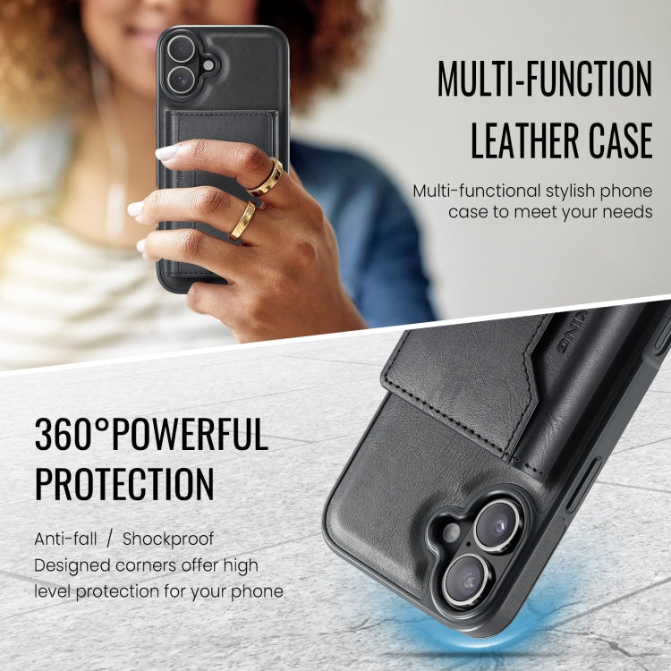 For iPhone 16 DG.MING MAGKING-K2 Series MagSafe RFID Card Bag Detachable Phone Case(Black) - free shipping - PMC Jewellery - Order now!