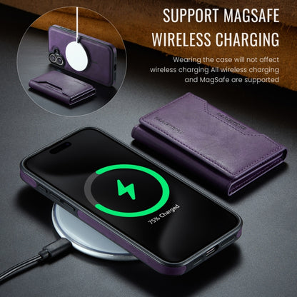 For iPhone 16 DG.MING MAGKING-K2 Series MagSafe RFID Card Bag Detachable Phone Case(Purple) - iPhone 16 Cases by DG.MING | Online Shopping South Africa | PMC Jewellery | Buy Now Pay Later Mobicred