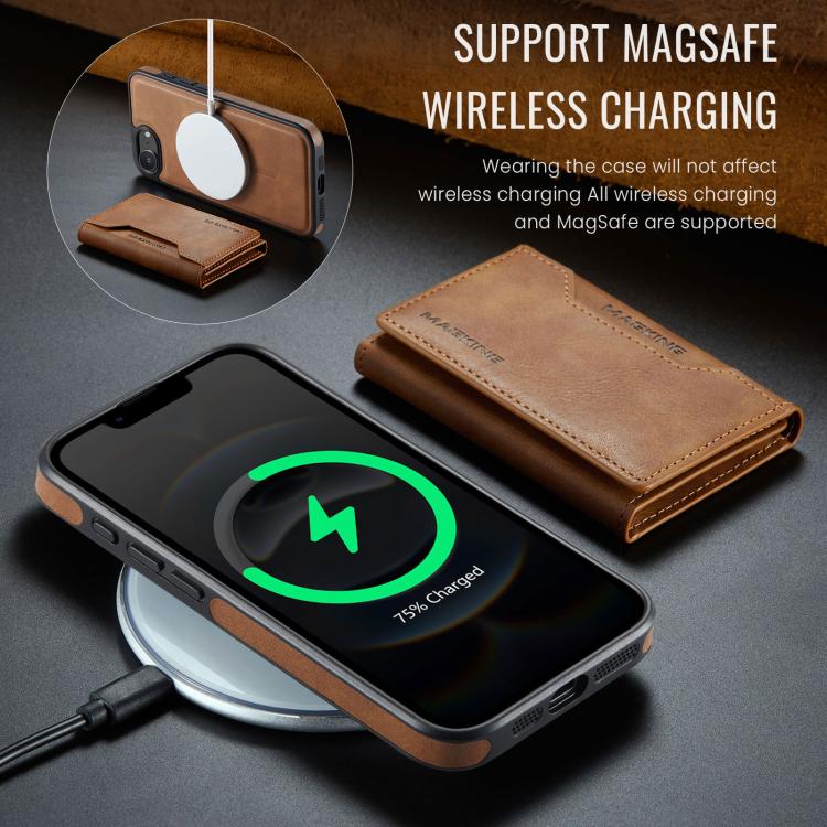 For iPhone 16e DG.MING MAGKING-K2 Series MagSafe RFID Card Bag Detachable Phone Case(Brown) - free shipping - PMc TechLife - Order now!