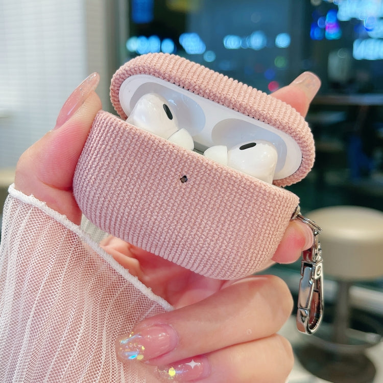 For AirPods Pro Corduroy Cloth Pattern Earphone Protective Case(Pink) - For AirPods Pro by PMC Jewellery | Online Shopping South Africa | PMC Jewellery | Buy Now Pay Later Mobicred