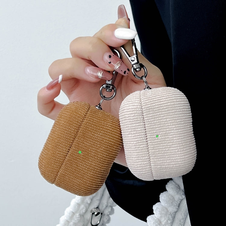 For AirPods Pro 2 Corduroy Cloth Pattern Earphone Protective Case(Beige) - For AirPods Pro 2 by PMC Jewellery | Online Shopping South Africa | PMC Jewellery | Buy Now Pay Later Mobicred