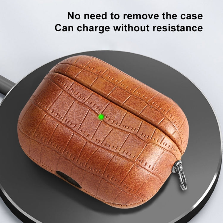 For AirPods 3 Crocodile Texture Earphone Protective Case(Dark Brown) - For AirPods 3 by PMC Jewellery | Online Shopping South Africa | PMC Jewellery | Buy Now Pay Later Mobicred