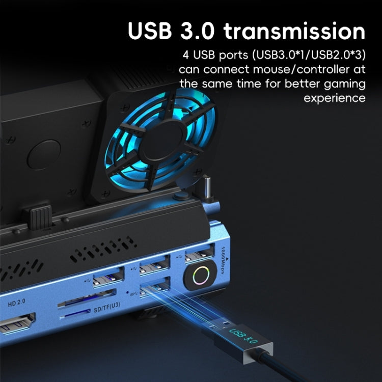 YCE-V279A 9 in 1 USB-C Gaming Dock Station with Detachable Fan(Blue Black) - Other Accessories by PMC Jewellery | Online Shopping South Africa | PMC Jewellery | Buy Now Pay Later Mobicred