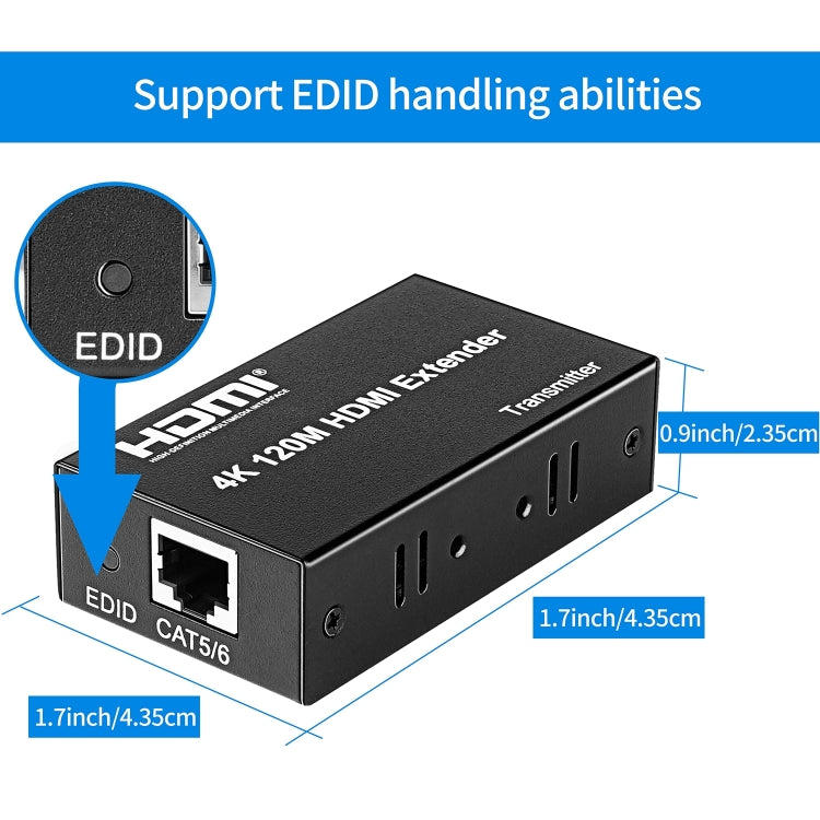 4K HDMI to RJ45 Network Extender, Transmission Distance: 120m(US Plug) - Amplifier by PMC TechLife | Online Shopping South Africa | PMC TechLife | Buy Now Pay Later Mobicred