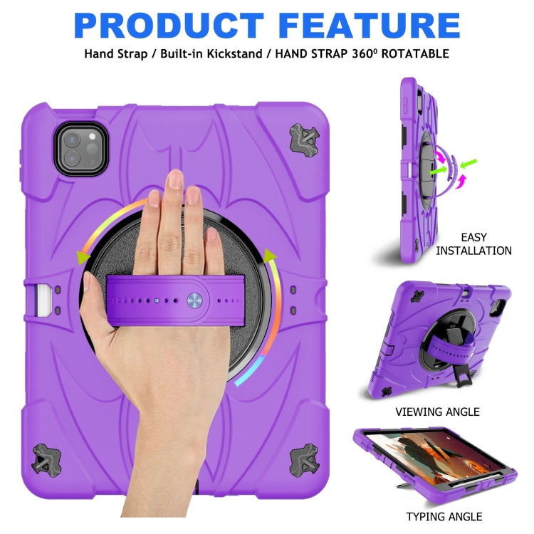 For iPad Pro 11 2022 / Air 10.9 2022 Bat Hand Grip Turntable Stand Tablet Case(Purple Black) - iPad Pro 11 (2022/2021) Cases by PMC Jewellery | Online Shopping South Africa | PMC Jewellery | Buy Now Pay Later Mobicred