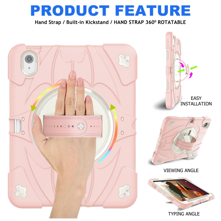 For iPad Air 11 2024 / 10.9 2022 Bat Hand Grip Turntable Stand Tablet Case(Pink White) - iPad Air 11 2024 Cases by PMC Jewellery | Online Shopping South Africa | PMC Jewellery | Buy Now Pay Later Mobicred