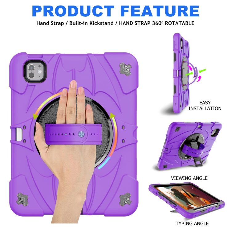 For iPad Pro 11 2024 Bat Hand Grip Turntable Stand Tablet Case(Purple Black) - iPad Pro 11 2024 Cases by PMC Jewellery | Online Shopping South Africa | PMC Jewellery | Buy Now Pay Later Mobicred