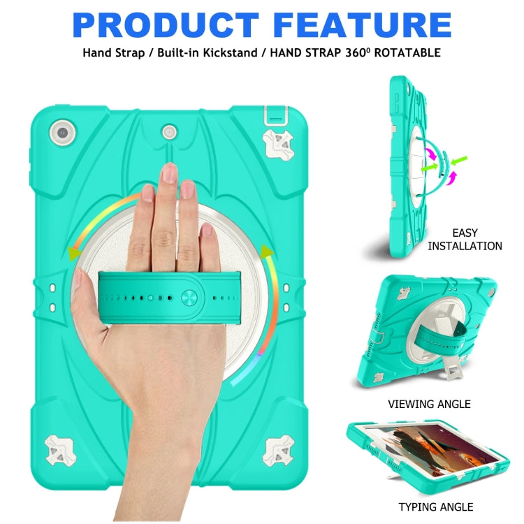 For iPad 9.7 2018 / 2017 / Air 2 Bat Hand Grip Turntable Stand Tablet Case(Mint Green White) - iPad 9.7 (2018) & (2017) Cases by PMC Jewellery | Online Shopping South Africa | PMC Jewellery | Buy Now Pay Later Mobicred