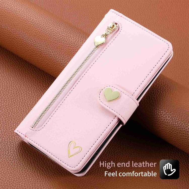 For Google Pixel 7 Pro POLA Love Multi-Card Slots Zipper Wallet Leather Phone Case(Pink) - Google Cases by POLA | Online Shopping South Africa | PMC TechLife | Buy Now Pay Later Mobicred