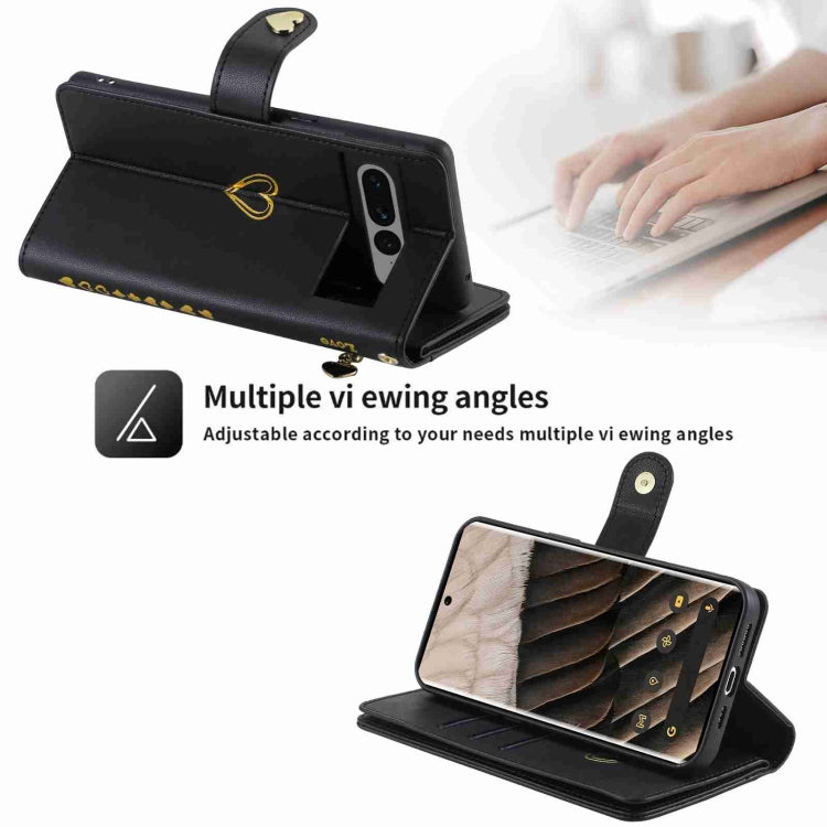 For Google Pixel 7 Pro POLA Love Multi-Card Slots Zipper Wallet Leather Phone Case(Black) - free shipping - PMC TechLife - Order now!