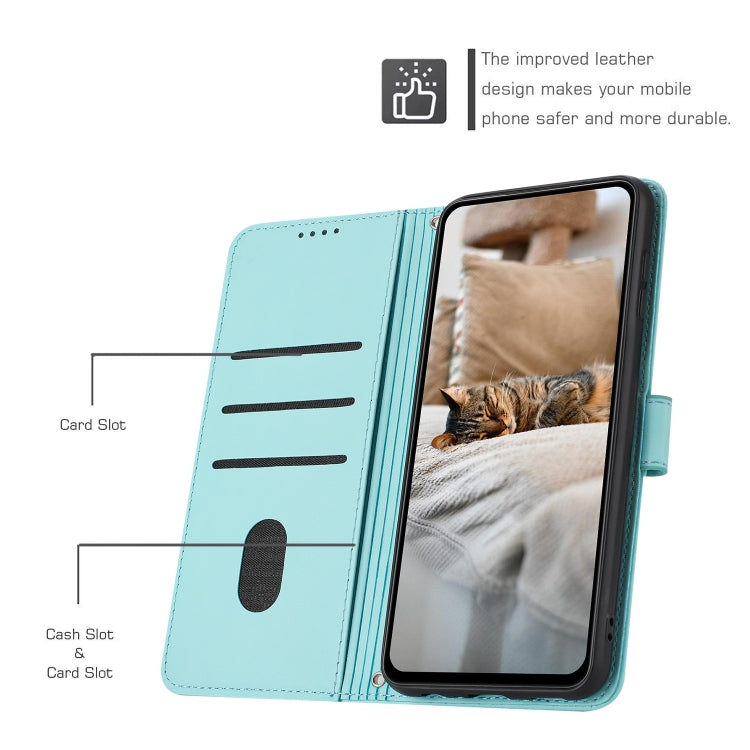 For Tecno Spark Go 2024 4G Embossed Kitten Phone Leather Case with Lanyard(Mint Green) - free shipping - PMC Jewellery - Order now!
