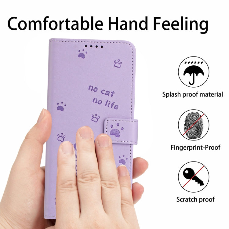For Samsung Galaxy S25+ / S24+ 5G Embossed Kitten Phone Leather Case with Lanyard(Purple) - Galaxy S24+ 5G Cases by PMC TechLife | Online Shopping South Africa | PMC TechLife | Buy Now Pay Later Mobicred