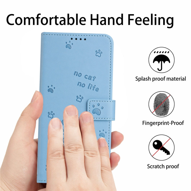 For Samsung Galaxy S25+ / S24+ 5G Embossed Kitten Phone Leather Case with Lanyard(Blue) - Galaxy S24+ 5G Cases by PMC TechLife | Online Shopping South Africa | PMC TechLife | Buy Now Pay Later Mobicred