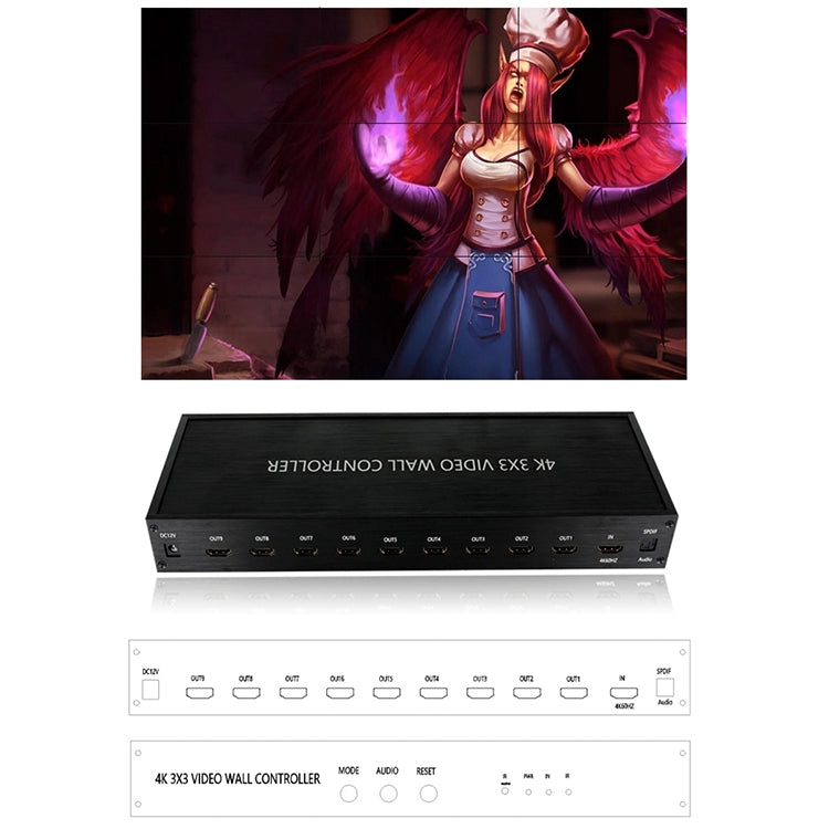 NK-BT88 4K 3x3 HDMI Video Wall Controller Multi-screen Splicing Processor with Remote Controller, Plug:UK Plug - free shipping - PMC TechLife - Order now!