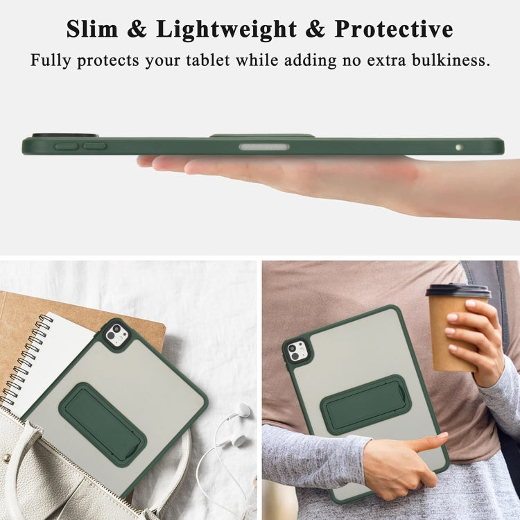 For iPad mini 5 / 4 7.9 inch Skin Feel Holder PC Hybrid TPU Tablet Case(Dark Green) - iPad mini (2019) / mini 5 Cases by PMC Jewellery | Online Shopping South Africa | PMC Jewellery | Buy Now Pay Later Mobicred