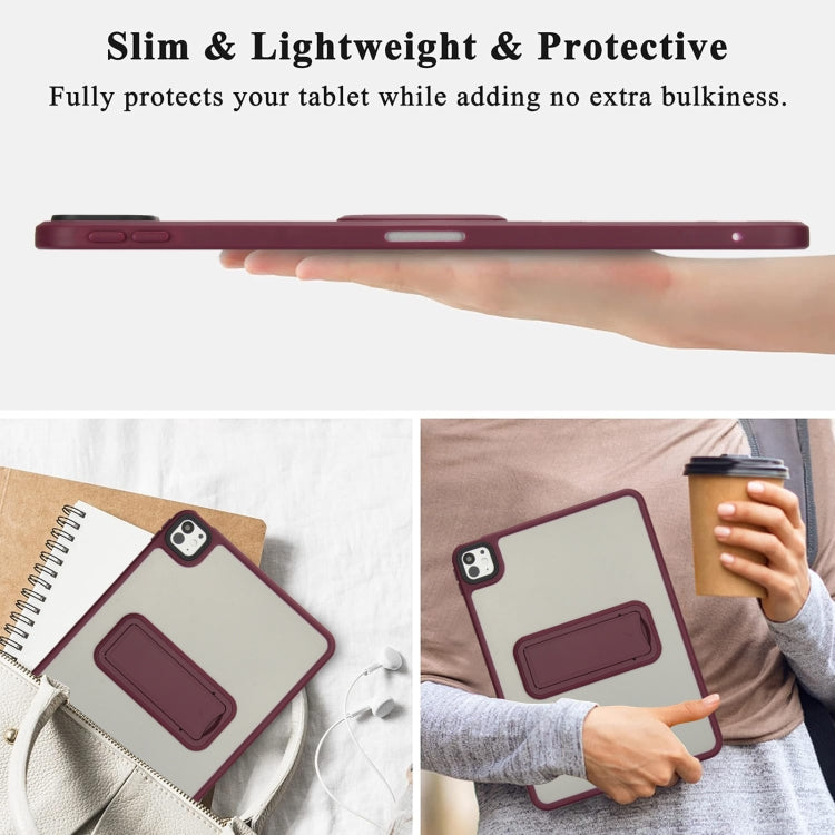 For iPad Pro 11 2022 / 2021 / 2020 Skin Feel Holder PC Hybrid TPU Tablet Case(Wine Red) - iPad Pro 11 (2022/2021) Cases by PMC Jewellery | Online Shopping South Africa | PMC Jewellery | Buy Now Pay Later Mobicred