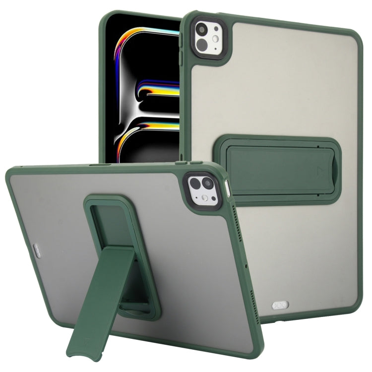 For iPad Pro 11 2024 Skin Feel Holder PC Hybrid TPU Tablet Case(Dark Green) - iPad Pro 11 2024 Cases by PMC Jewellery | Online Shopping South Africa | PMC Jewellery | Buy Now Pay Later Mobicred