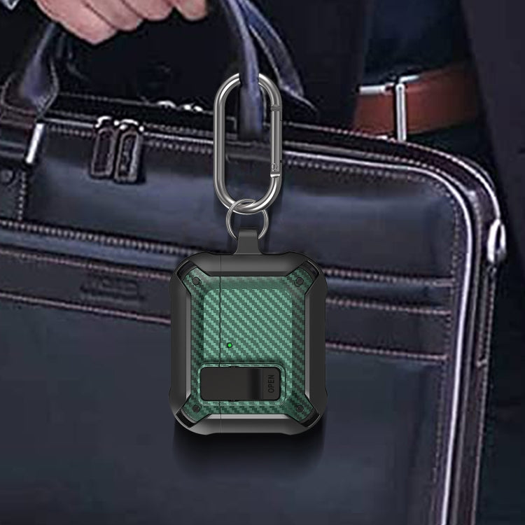 For AirPods 4 Bumblebee Carbon Fiber Shockproof Protective Case with Switch(Blue) - For AirPods 4 by PMC Jewellery | Online Shopping South Africa | PMC Jewellery | Buy Now Pay Later Mobicred