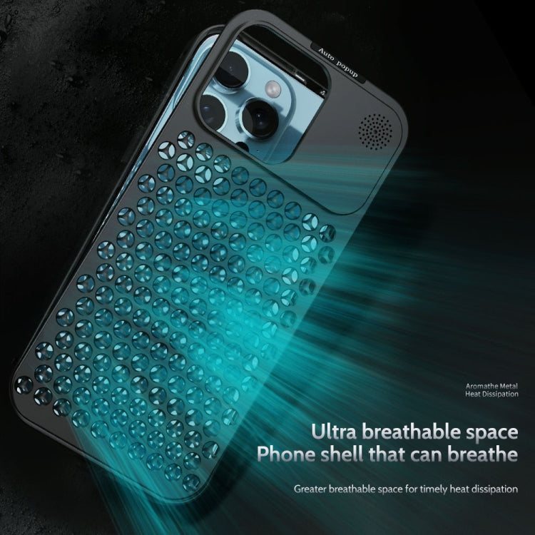 For iPhone 16 Plus R-JUST RJ58 Aromatherapy Metal Cooling Phone Case(Silver) - iPhone 16 Plus Cases by R-JUST | Online Shopping South Africa | PMC Jewellery | Buy Now Pay Later Mobicred