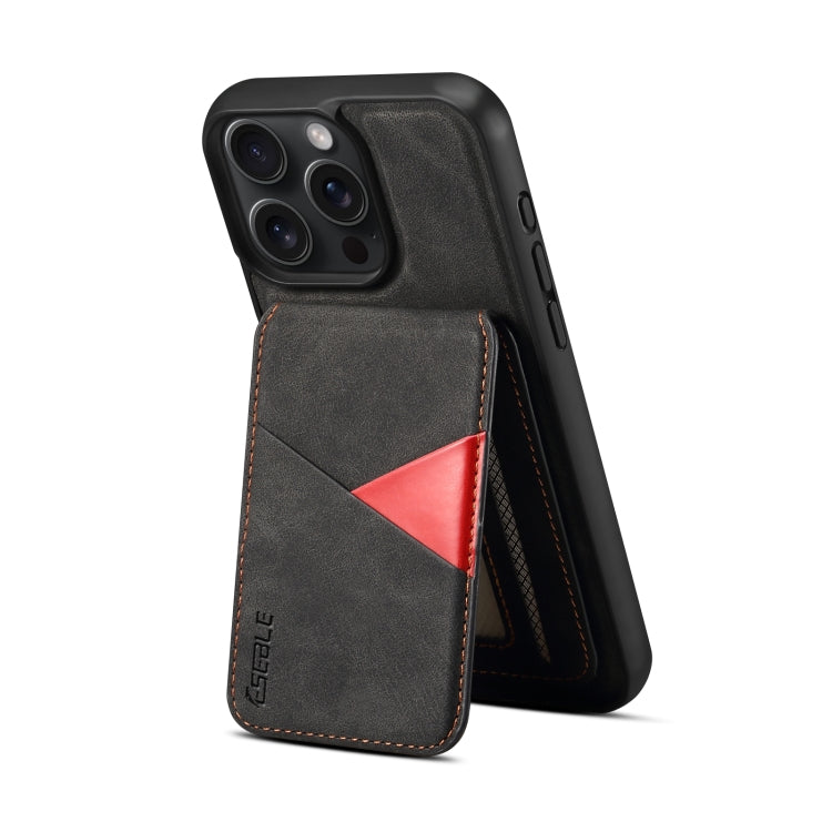 For iPhone 16 Plus ESEBLE E2 Retro Texture Card Slots MagSafe RFID Leather Case(Black) - free shipping - PMC Jewellery - Order now!