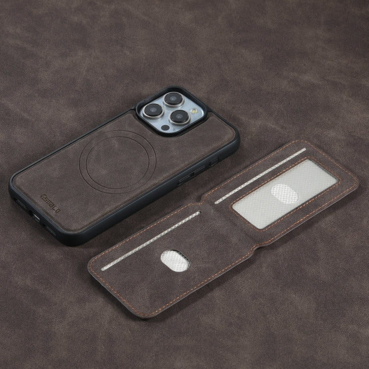 For iPhone 16 Pro Max ESEBLE E2 Retro Texture Card Slots MagSafe RFID Leather Case(Coffee) - free shipping - PMC Jewellery - Order now!