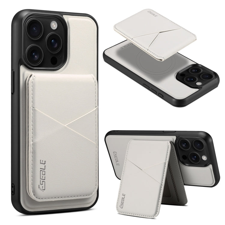 For iPhone 16 Pro ESEBLE E3 Plain Texture Card Slots MagSafe RFID Leather Case(Ivory) - free shipping - PMC Jewellery - Order now!