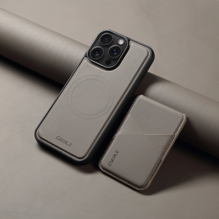 For iPhone 16 Pro ESEBLE E3 Plain Texture Card Slots MagSafe RFID Leather Case(Grey) - free shipping - PMC Jewellery - Order now!