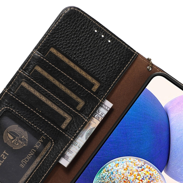 For Honor X9c Genuine Leather Litchi Texture RFID Leather Phone Case(Black) - Honor Cases by PMC TechLife | Online Shopping South Africa | PMC TechLife | Buy Now Pay Later Mobicred