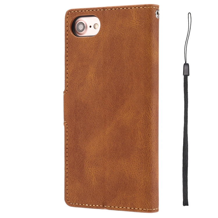 For iPhone 16e Fantasy Skin-feel Calfskin Texture Leather Phone Case(Brown) - iPhone 16e Cases by PMC TechLife | Online Shopping South Africa | PMC TechLife | Buy Now Pay Later Mobicred