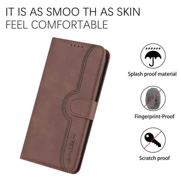 For Samsung Galaxy S25 5G Heart Pattern Skin Feel Leather Phone Case(Brown) - Galaxy S25 5G Cases by PMC Jewellery | Online Shopping South Africa | PMC Jewellery | Buy Now Pay Later Mobicred