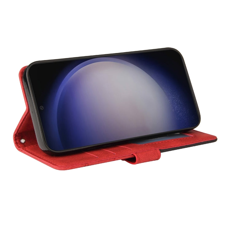 For Samsung Galaxy S25 / S24 5G Dual-color Splicing Flip Leather Phone Case(Red) - Galaxy S25 5G Cases by PMC Jewellery | Online Shopping South Africa | PMC Jewellery | Buy Now Pay Later Mobicred