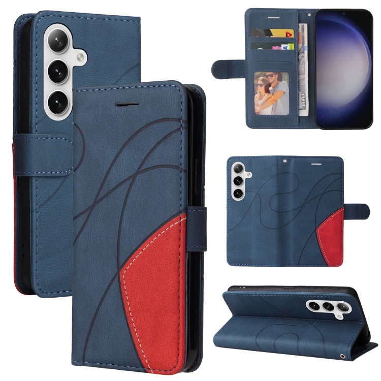 For Samsung Galaxy S25+ / S24+ 5G Dual-color Splicing Flip Leather Phone Case(Blue) - Galaxy S25+ 5G Cases by PMC Jewellery | Online Shopping South Africa | PMC Jewellery | Buy Now Pay Later Mobicred