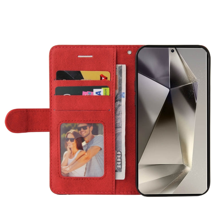 For Samsung Galaxy S25 Ultra 5G Dual-color Splicing Flip Leather Phone Case(Red) - Galaxy S25 Ultra 5G Cases by PMC Jewellery | Online Shopping South Africa | PMC Jewellery | Buy Now Pay Later Mobicred