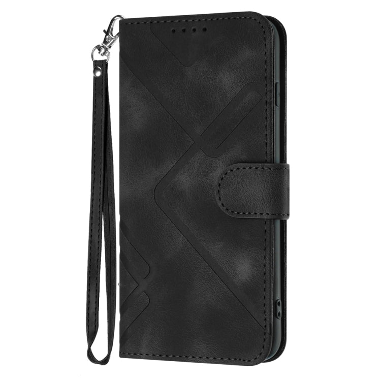 For Samsung Galaxy S25 5G Line Pattern Skin Feel Leather Phone Case(Black) - Galaxy S25 5G Cases by PMC Jewellery | Online Shopping South Africa | PMC Jewellery | Buy Now Pay Later Mobicred