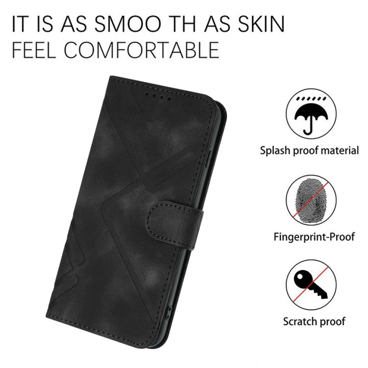 For Samsung Galaxy S25 5G Line Pattern Skin Feel Leather Phone Case(Black) - Galaxy S25 5G Cases by PMC Jewellery | Online Shopping South Africa | PMC Jewellery | Buy Now Pay Later Mobicred